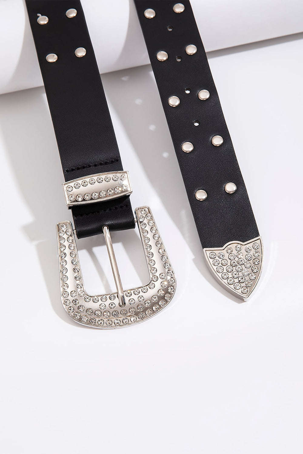 Double Row Studded PU Leather Belt