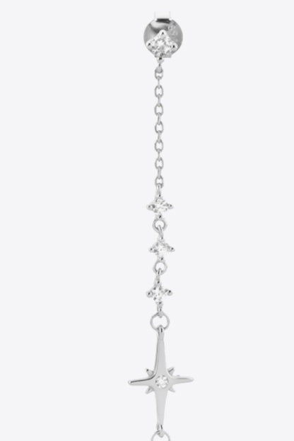 Inlaid Zircon 925 Sterling Silver Single Chain Earring