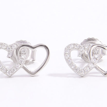 925 Sterling Silver Zircon Heart Earrings