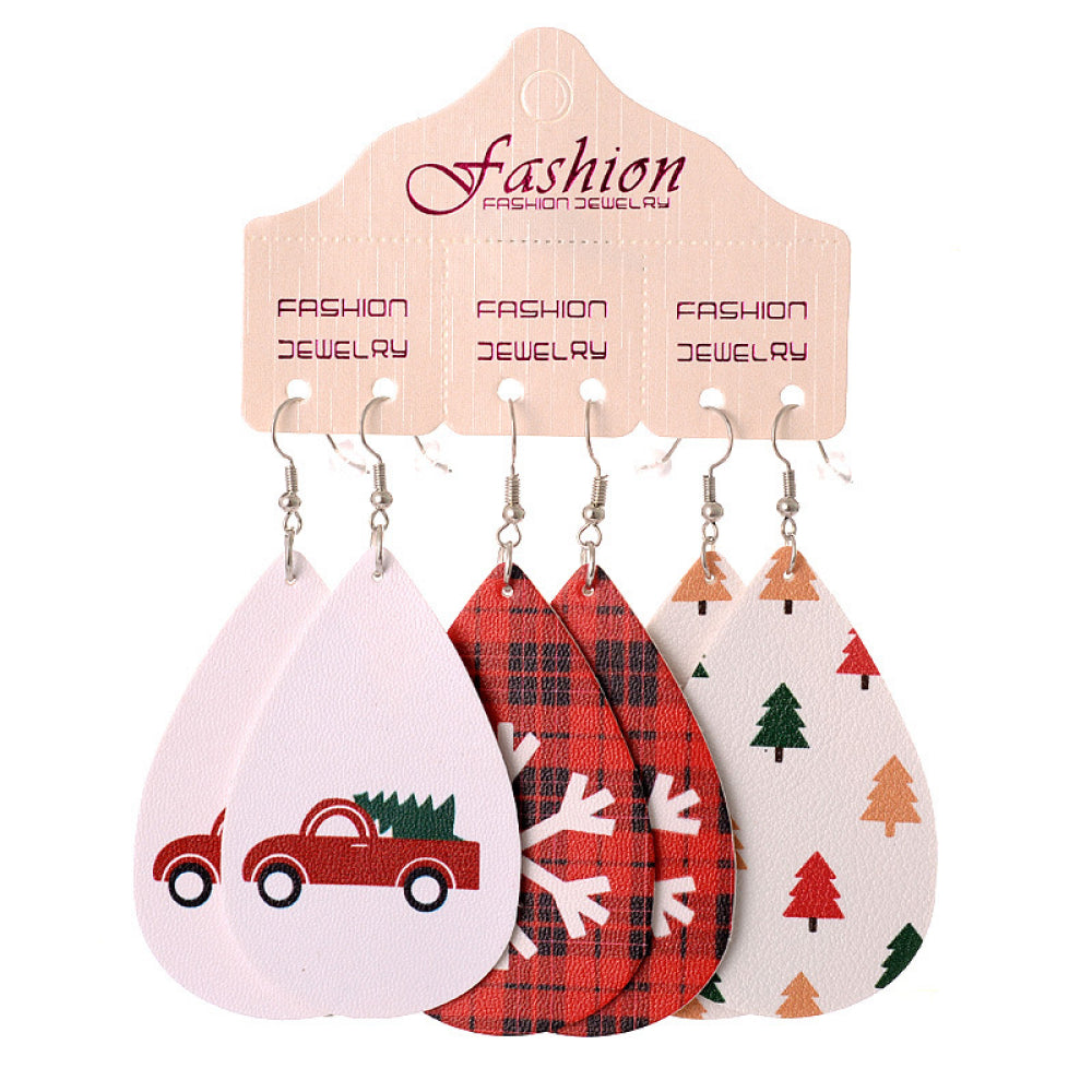 Christmas PU Earrings Set