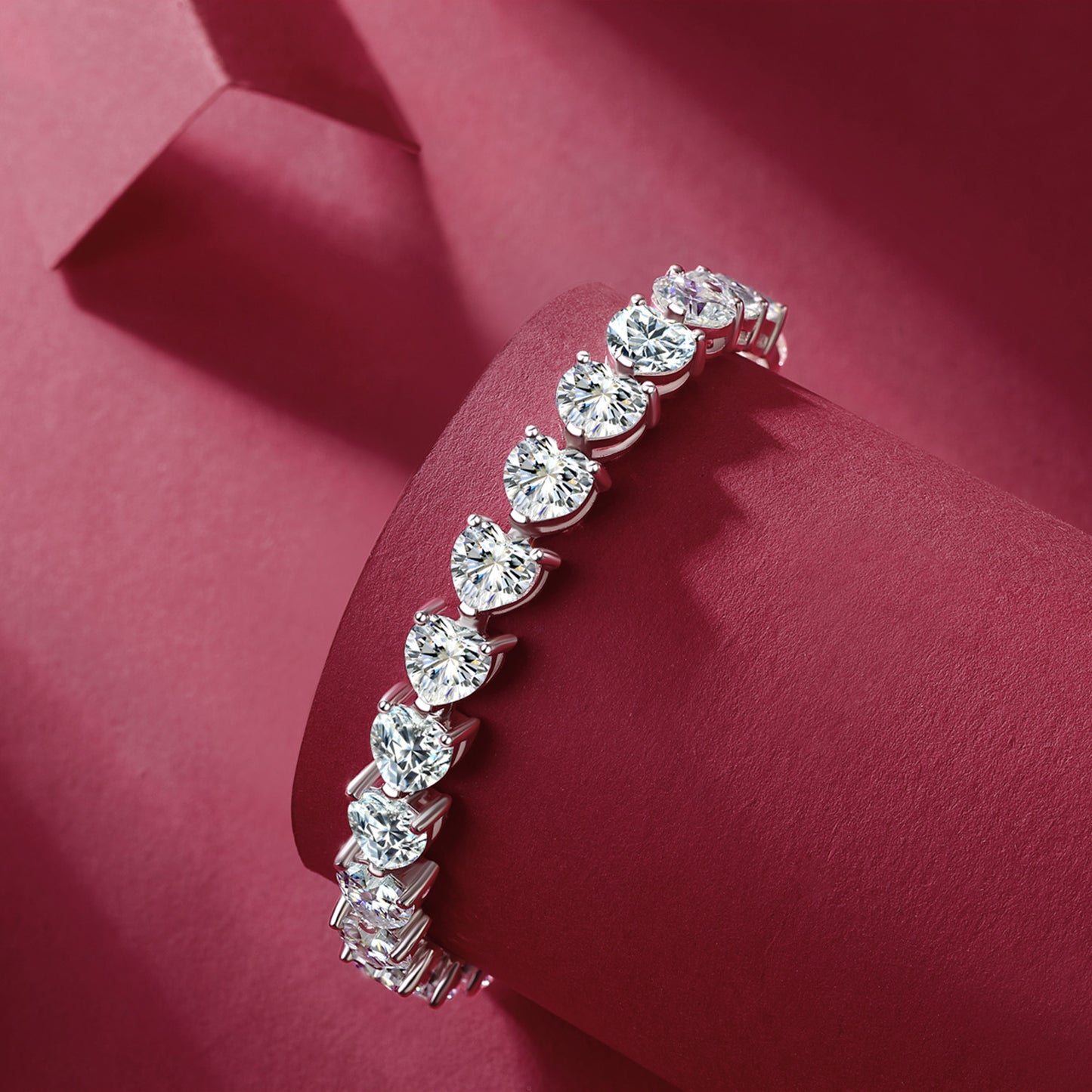 24 Carat Moissanite 925 Sterling Silver Heart Bracelet