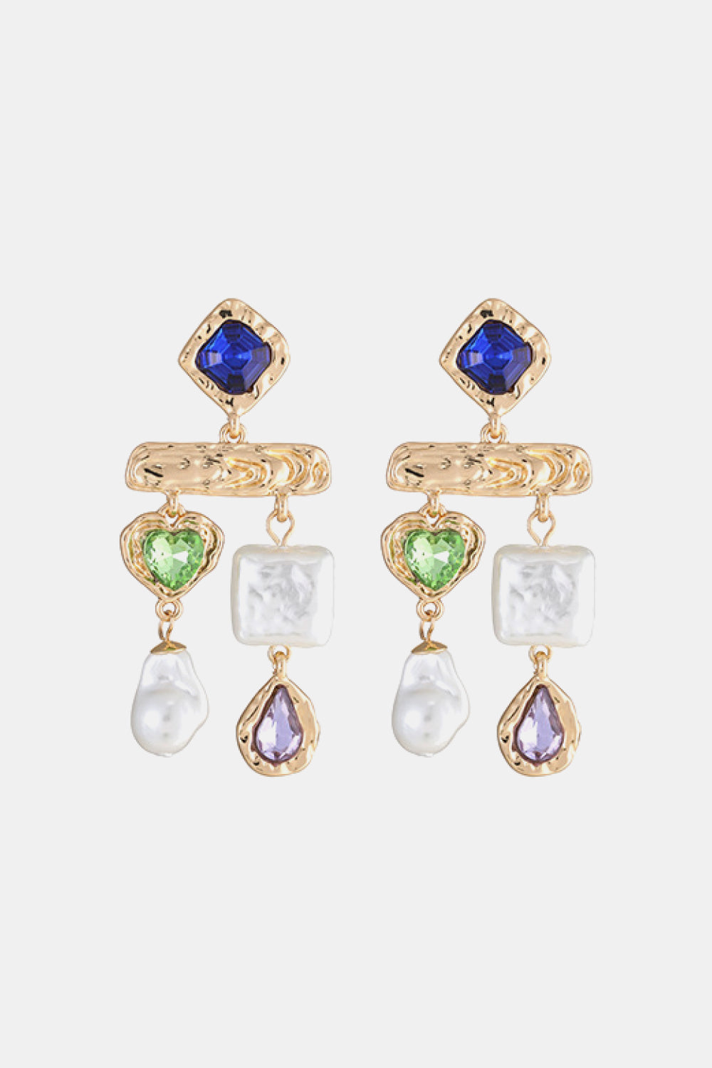 Glass Stone Synthetic Pearl Dangle Earrings