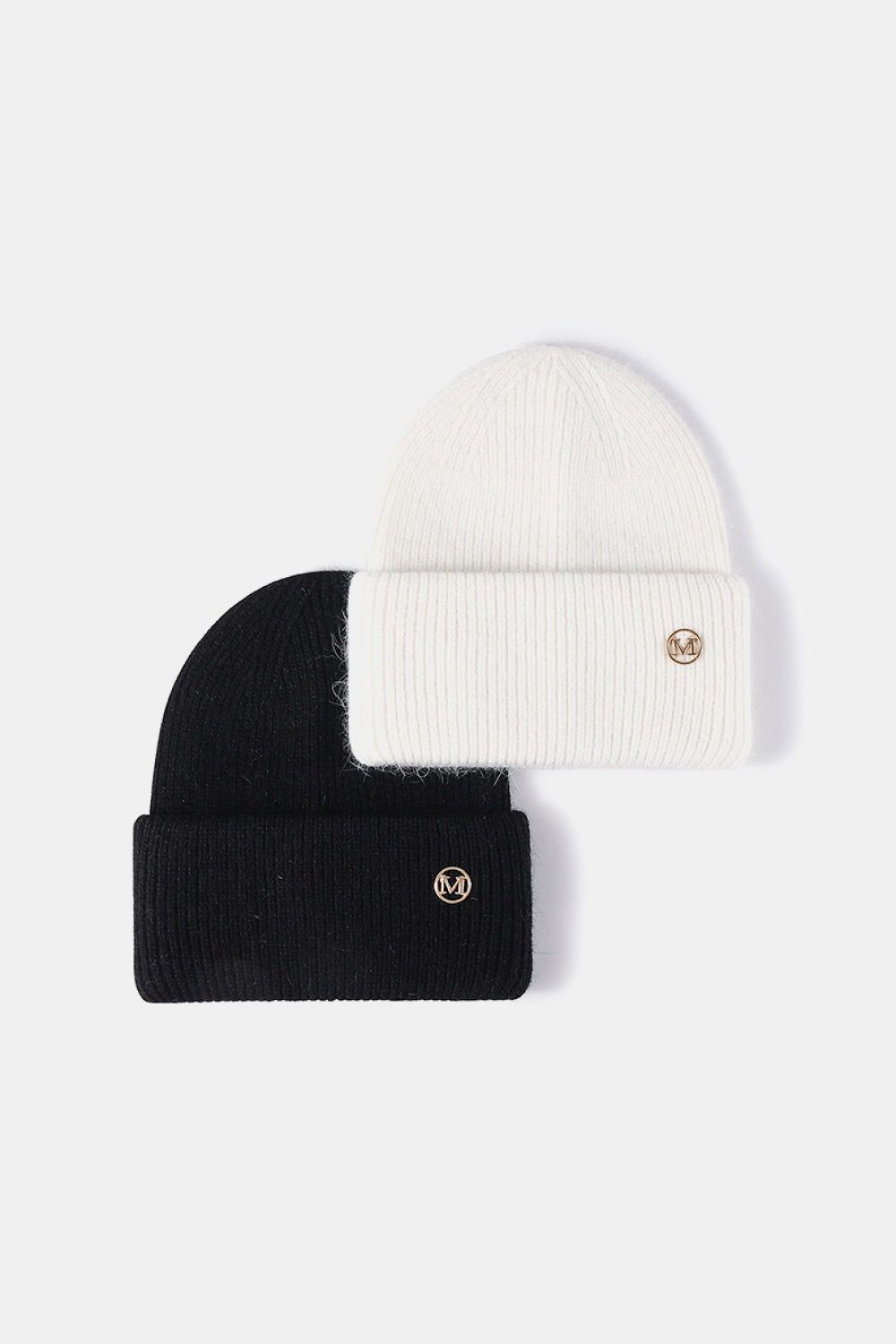 M Rib-Knit Cuff Beanie