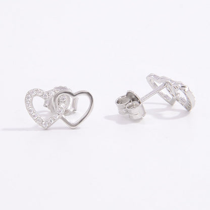 925 Sterling Silver Zircon Heart Earrings