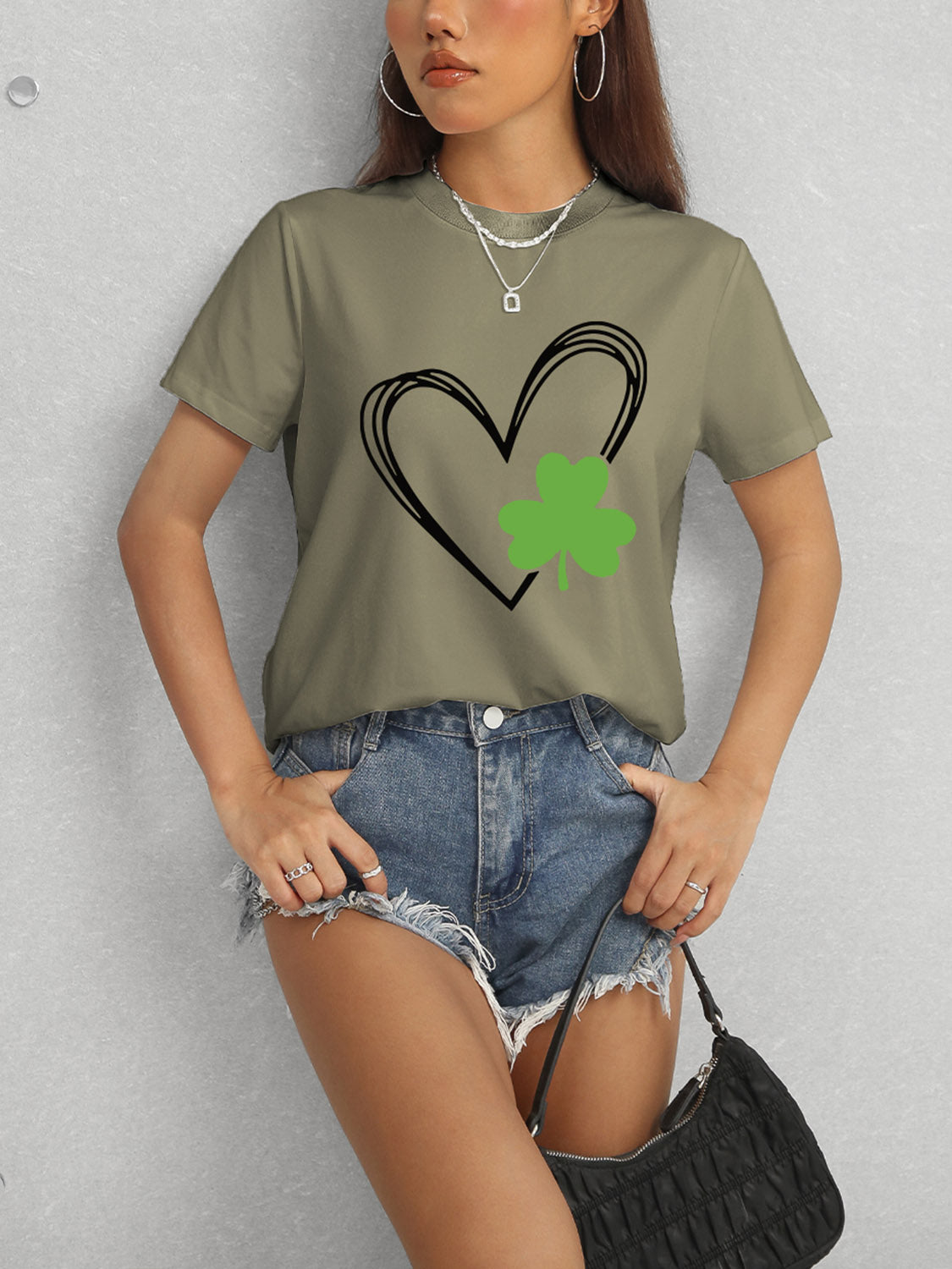 Heart Lucky Clover Short Sleeve T-Shirt