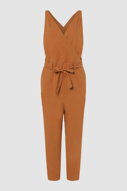 Full Size Surplice Sleeveless Jumpsuit