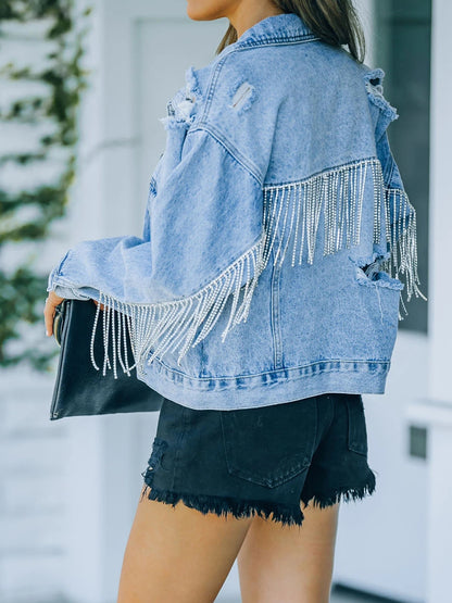 Distressed Fringe Denim Jacket