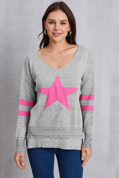 Star Scoop Neck Dropped Shoulder T-Shirt