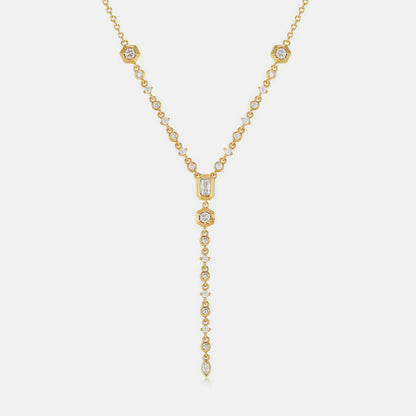 Inlaid Zircon Brass Pendant Necklace