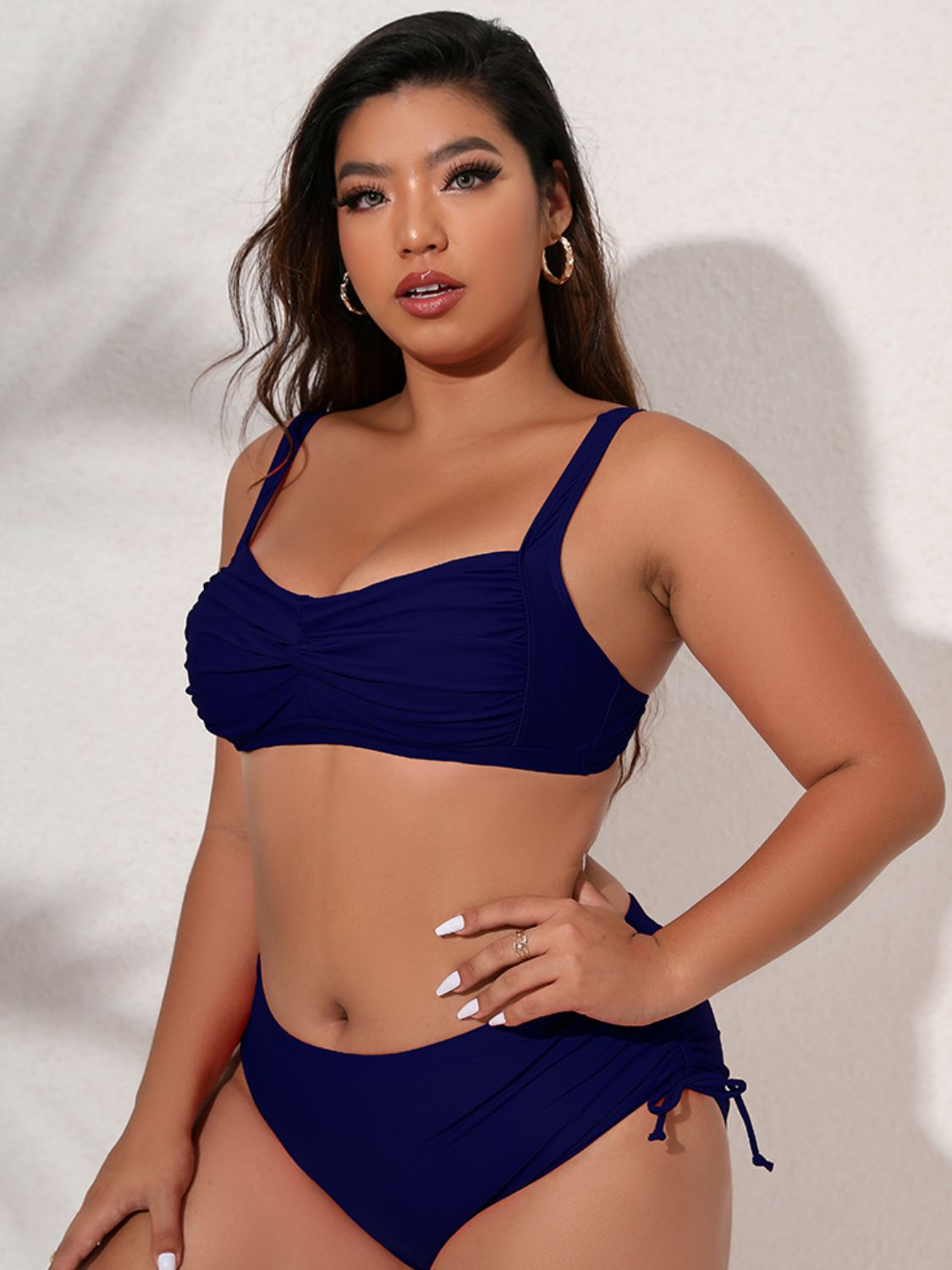 Plus Size Twist Front Tied Bikini Set