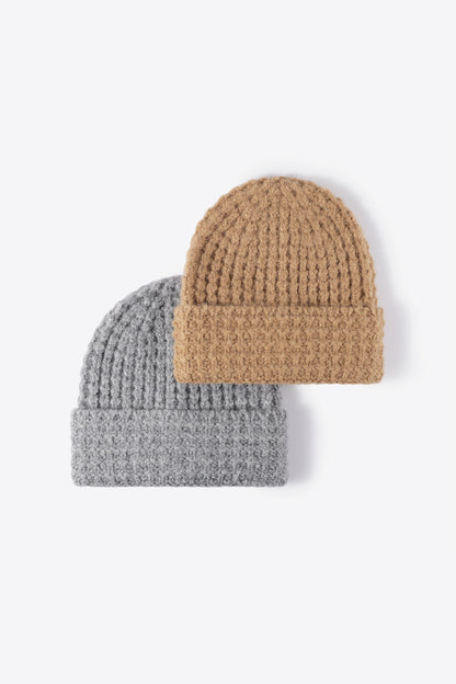 Waffle-Knit Cuff Beanie