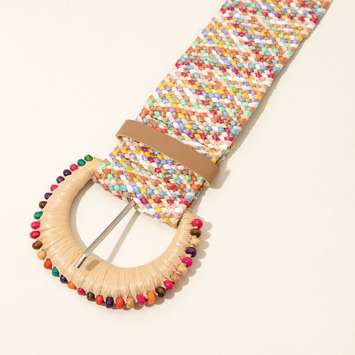 Multicolored Polypropylene Bead Buckle Belt