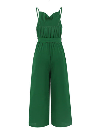 Tied Spaghetti Strap Wide Leg Jumpsuit