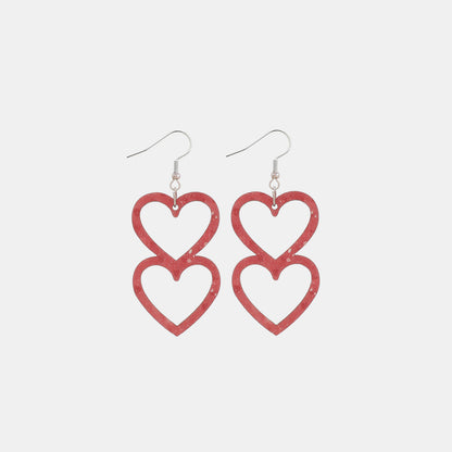 Cutout Heart Shape Wood Earrings