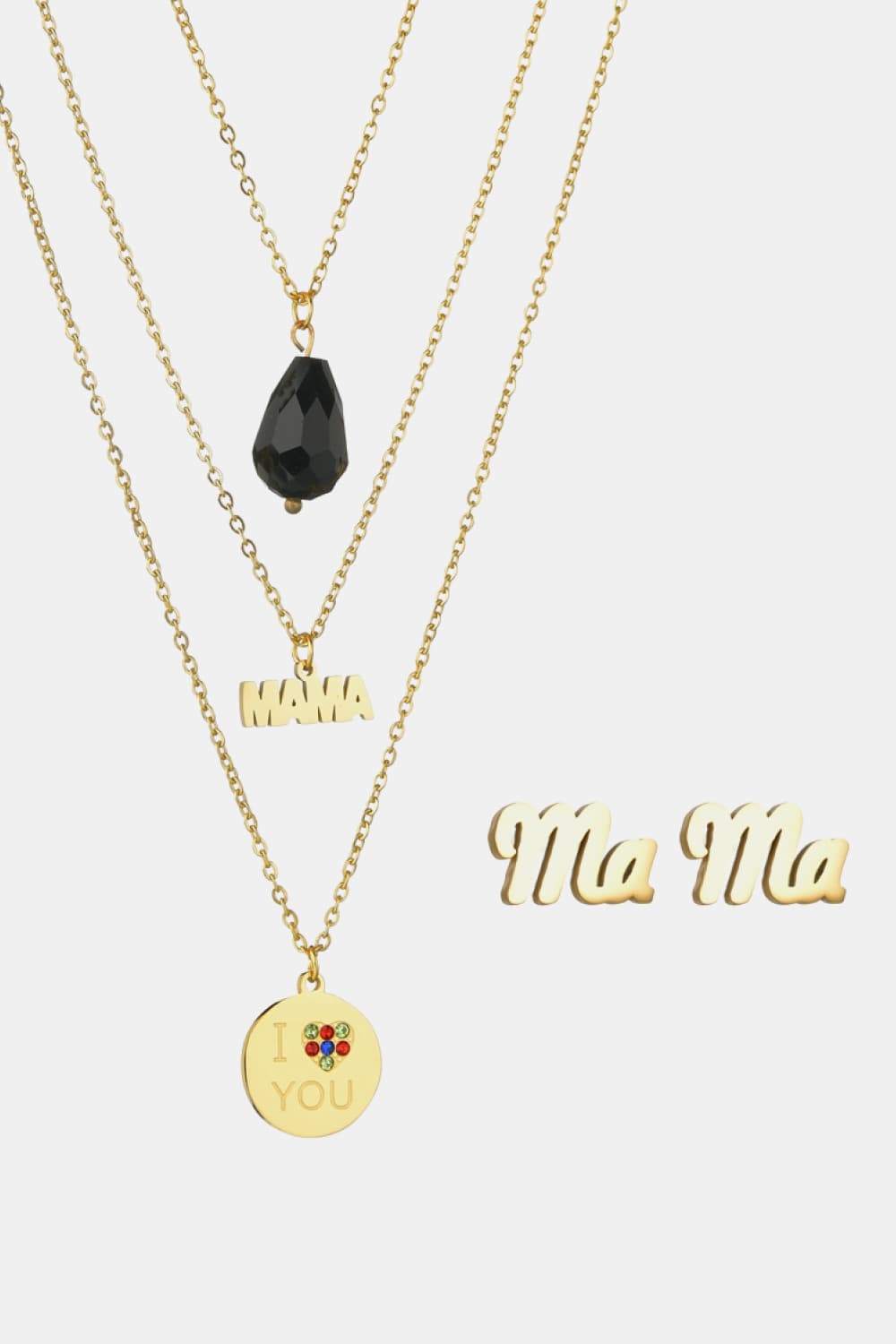 Triple-layer MAMA I LOVE YOU 18K gold-plated Pendant Combo Deal