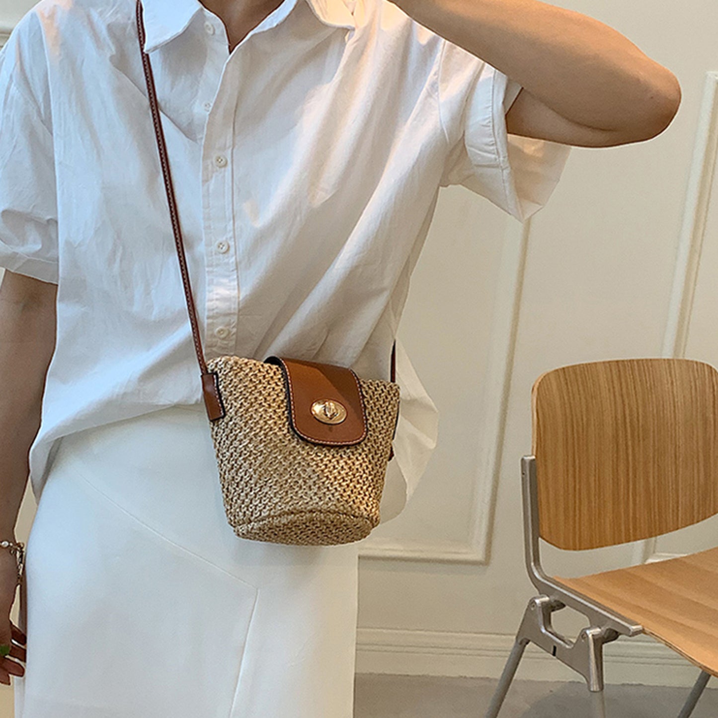 Straw Braided Crossbody Bag