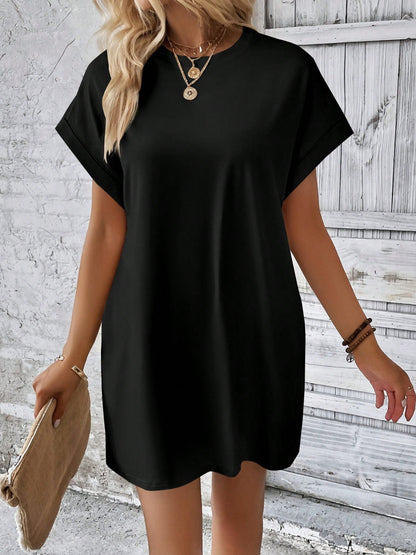 Round Neck Short Sleeve Mini Dress