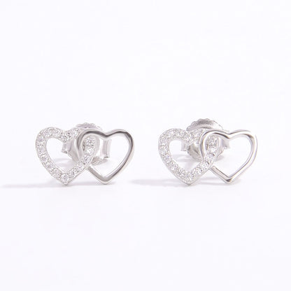 925 Sterling Silver Zircon Heart Earrings