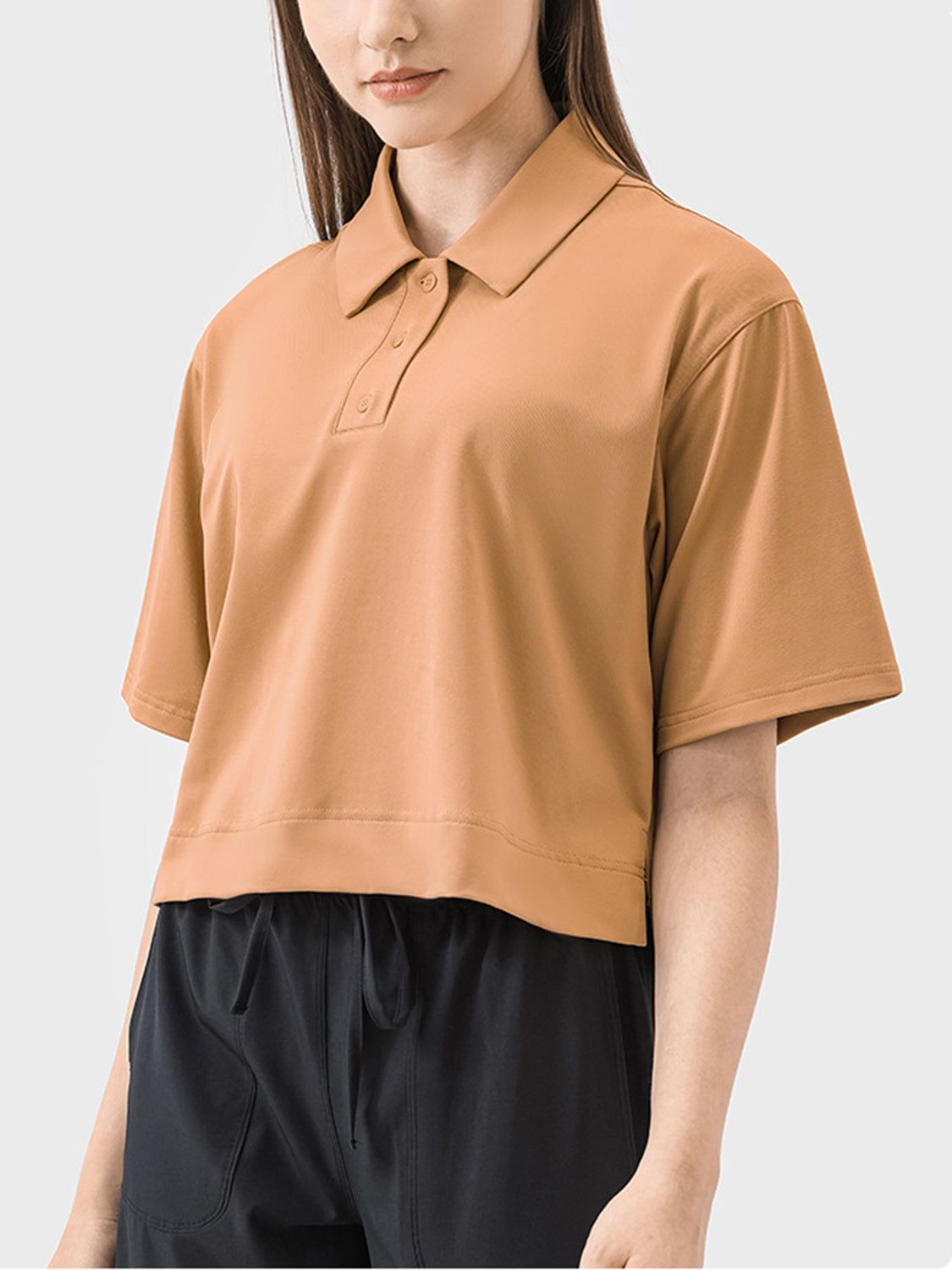 Half Button Short Sleeve Active T-Shirt