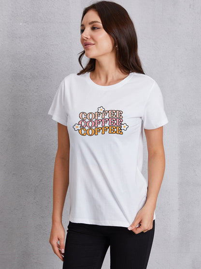 COFFEE Round Neck Short Sleeve T-Shirt