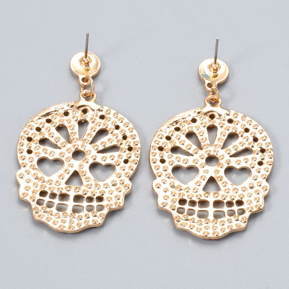 Skull Rhinestone Alloy Earrings