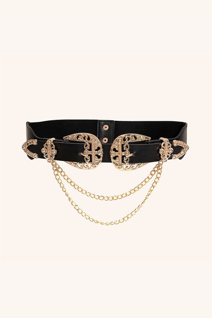 Chain Detail Double Buckle Belt