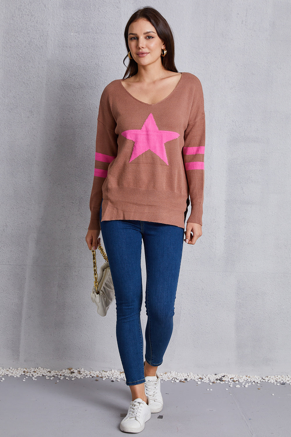 Star Scoop Neck Dropped Shoulder T-Shirt