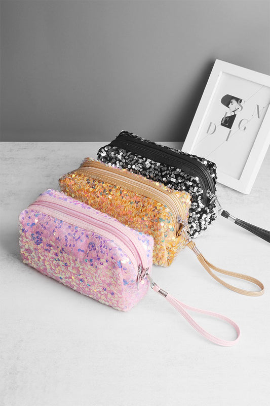 Zenana Colorful Shine Cosmetic Sequin Design Bag