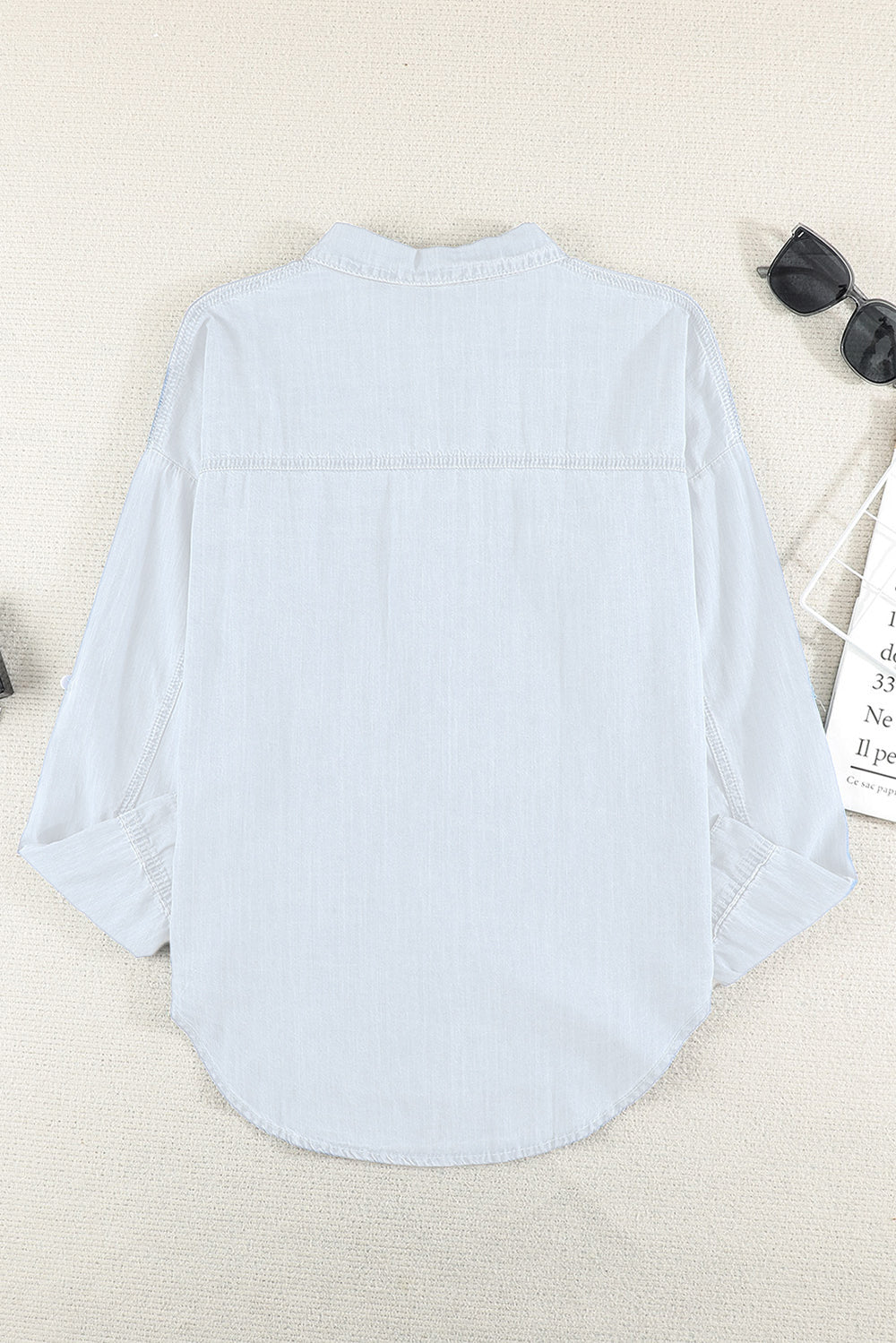 Pocketed Button Up Long Sleeve Denim Shirt