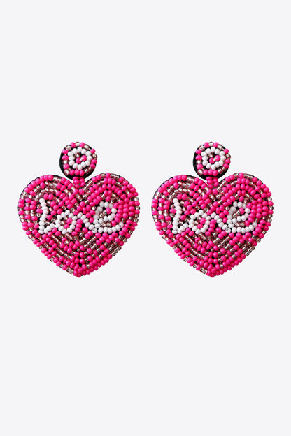 LOVE Beaded Heart Earrings