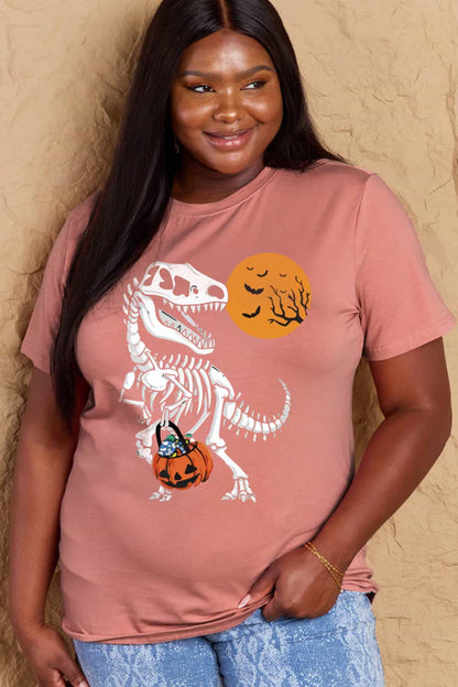 Simply Love Full Size Dinosaur Skeleton Graphic Cotton T-Shirt