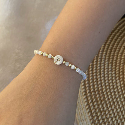 Stainless Steel Shell Letter Bead Bracelet