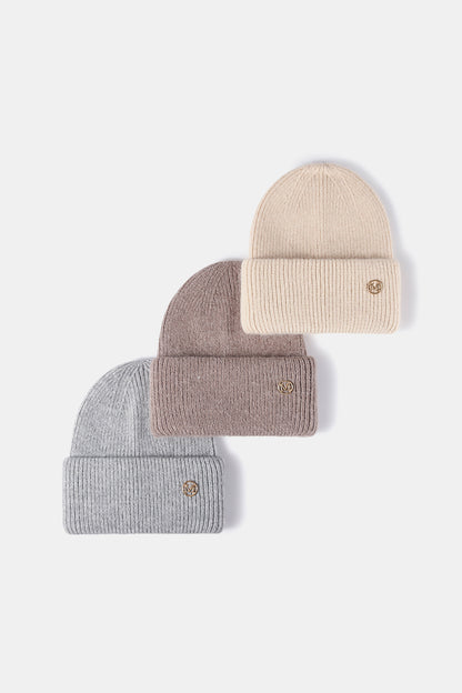 M Rib-Knit Cuff Beanie