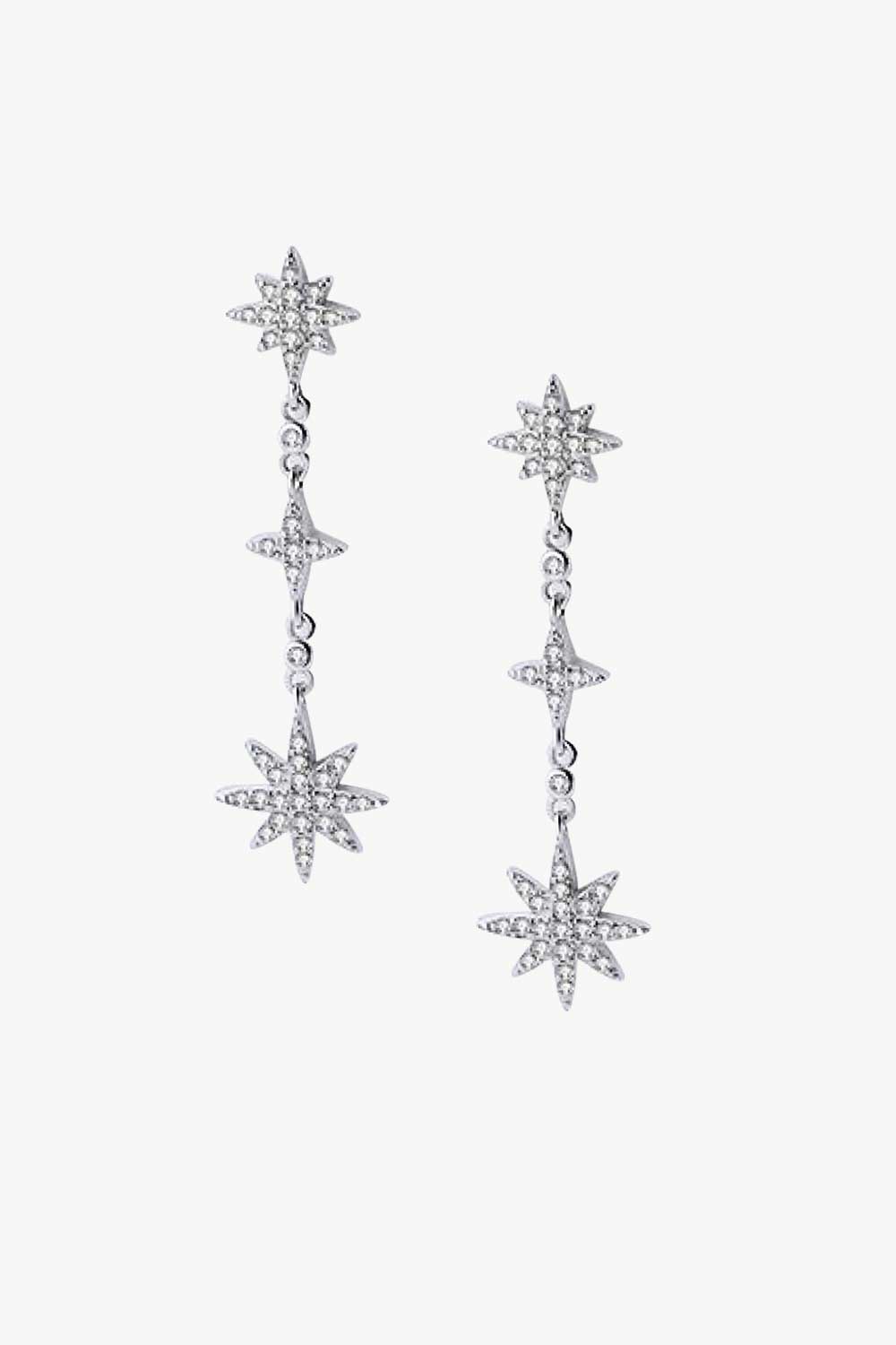 Cubic Zirconia Star Drop Earrings