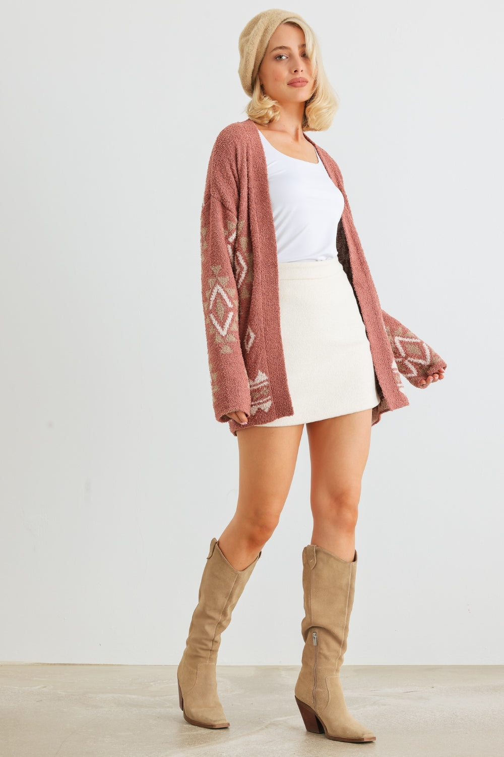 VERYJ/LOVERICHE Open Front Long Sleeve Cardigan