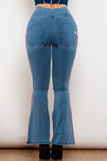 Side Stripe Zip Closure Bootcut Jeans