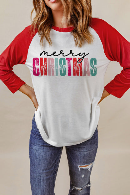 MERRY CHRISTMAS Graphic Raglan Sleeve T-Shirt