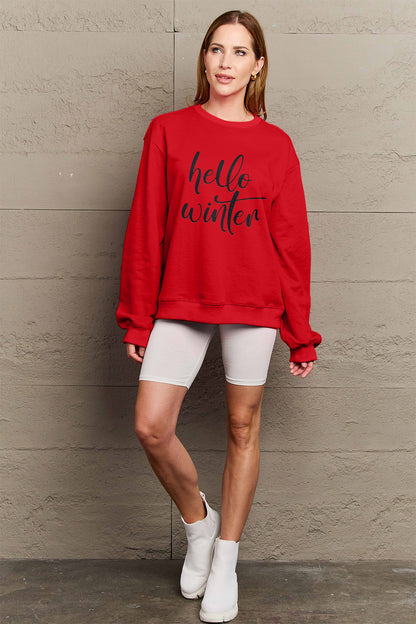 Simply Love Full Size HELLO WINTER Graphic Sweatshirt