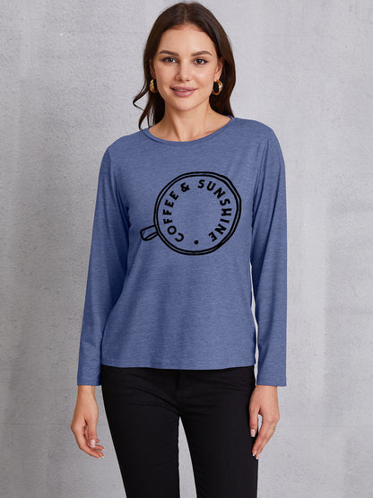 COFFEE SUNSHINE Round Neck Long Sleeve T-Shirt