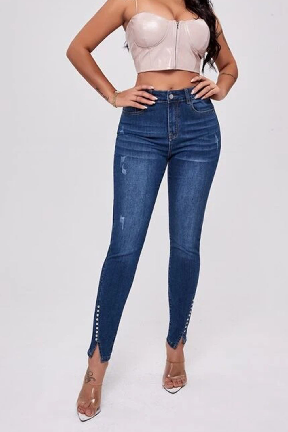 Buttoned Long Jeans