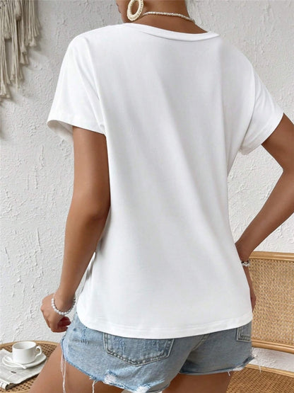 Asymmetric Hem Round Neck T-Shirt