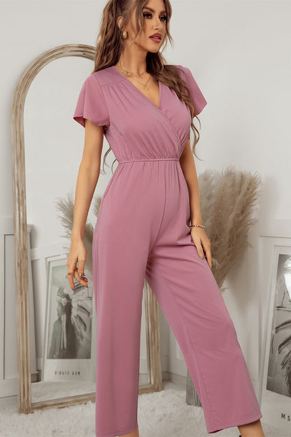 Flutter Sleeve Surplice Jumpsuit