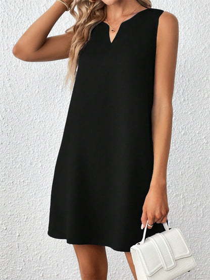 Notched Sleeveless Mini Tank Dress