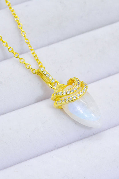 18K Gold-Plated Moonstone Pendant Necklace