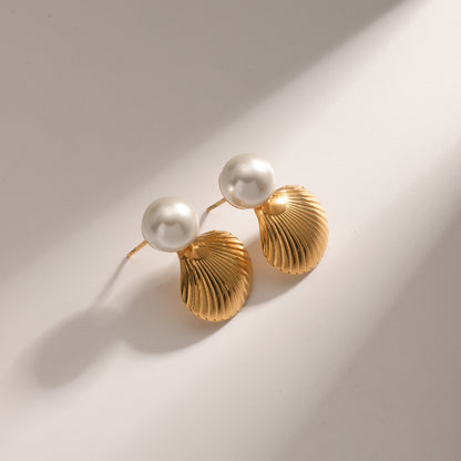 18K Gold-Plated Stainless Steel Shell Shape Earrings