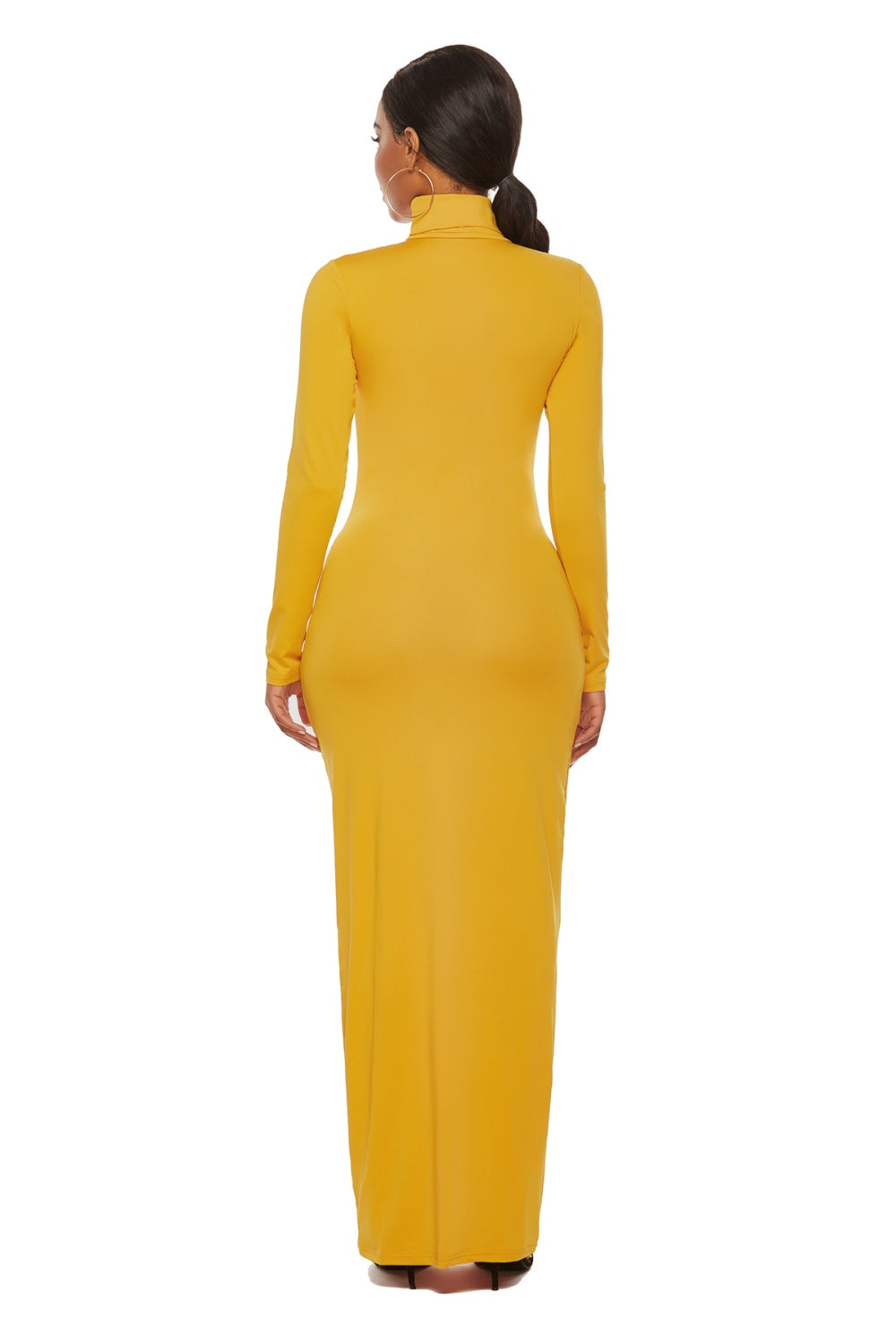 Mock Neck Long Sleeve Maxi Slim Dress