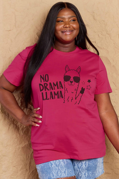 Simply Love Full Size NO DRAMA LLAMA Graphic Cotton Tee