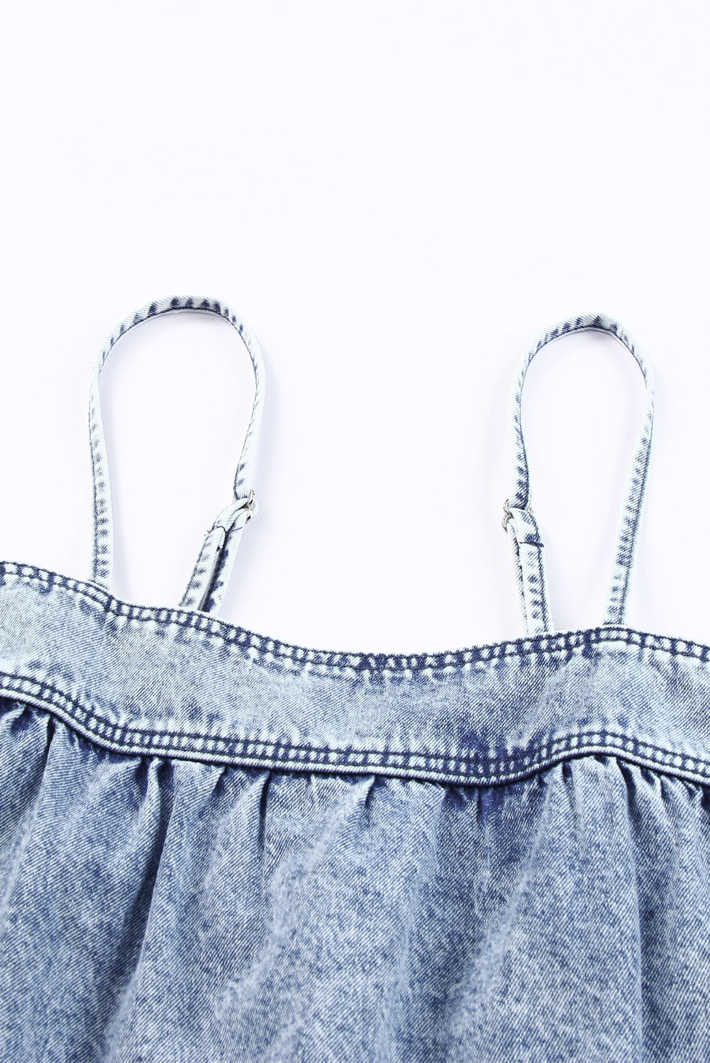 Smocked Adjustable Strap Denim Cami