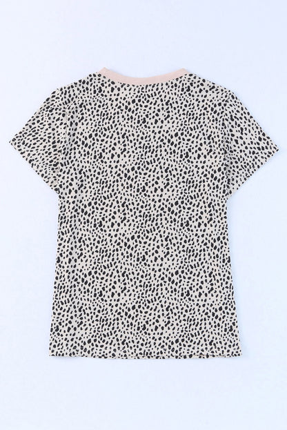 MAMA Animal Print Round Neck Short Sleeve T-Shirt