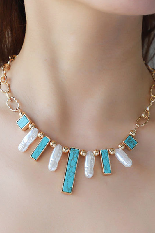 Turquoise Alloy Necklace